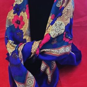 Vibrant CYBELE Floral Patterned Square Scarf Head Wrap 34x34" Made In ITALY